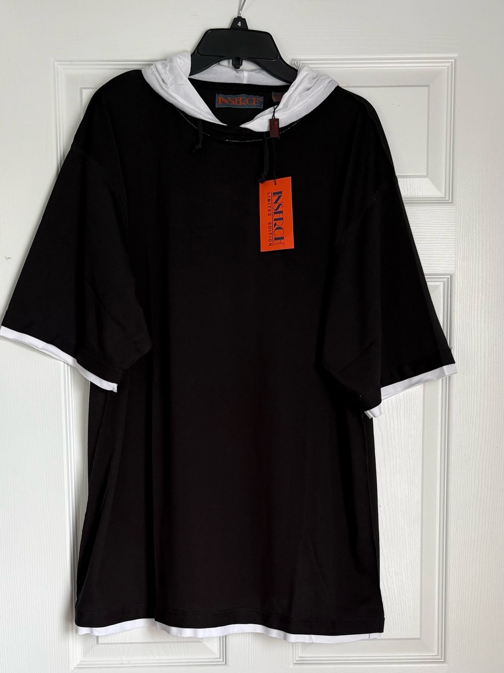 INSERCH Luxury Designer Colorblock Hoodie Shirt Black White Streetwear NWT